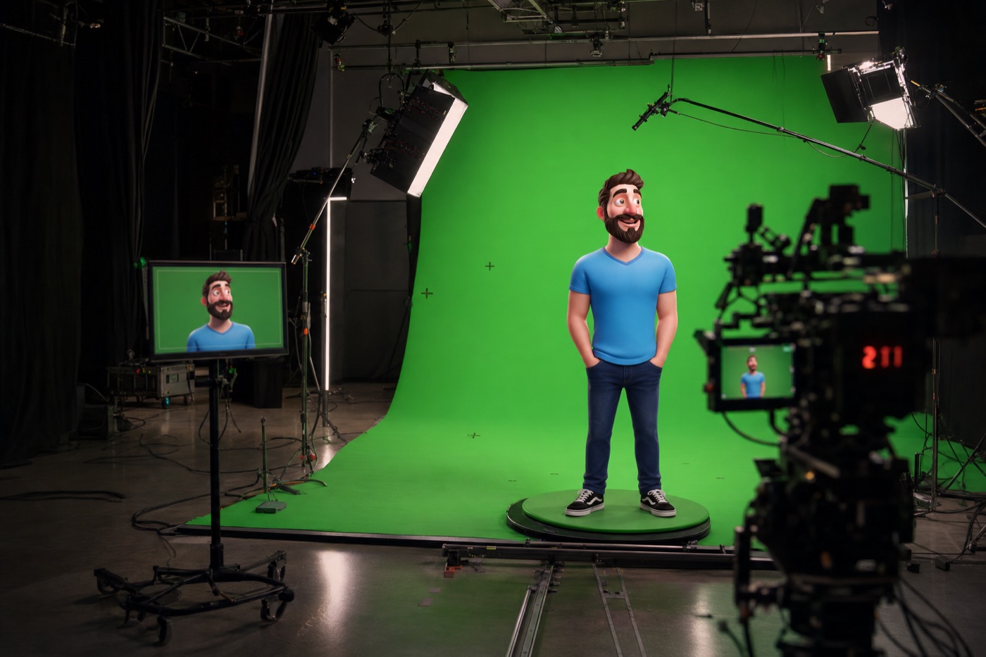 Set de producción virtual de Vidao: el Director Digital en un foro de green screen con cámaras